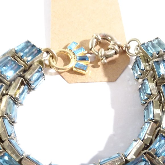 Lee Angel Crystal baguette Box Link Bracelet Blue Brass NWT 240 - Picture 6 of 7